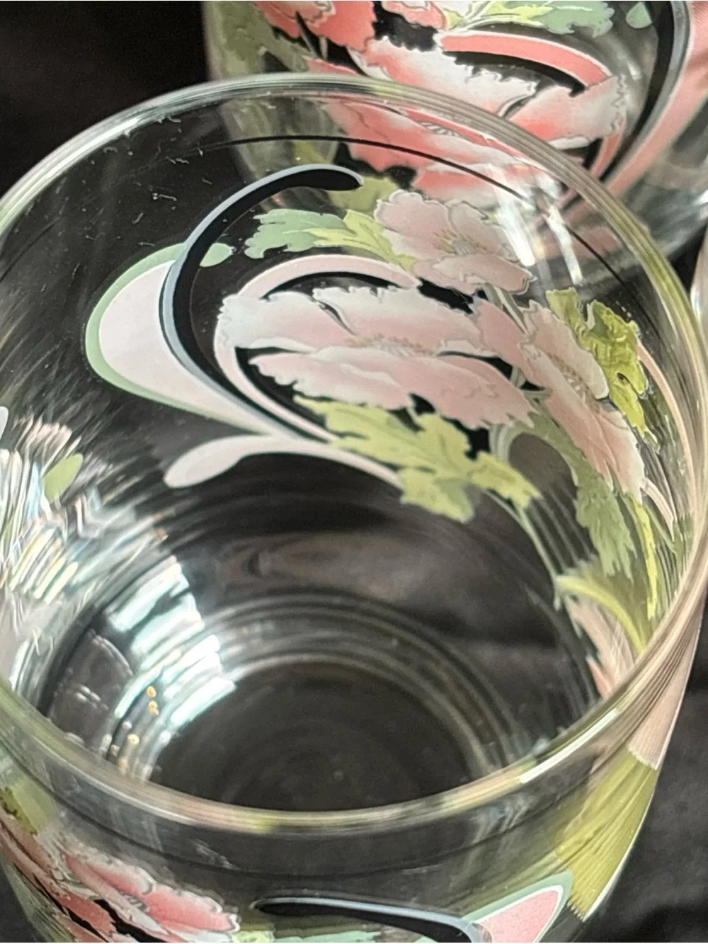 Vintage Sango Jolie floral tumbler glasses set of 8 13oz & 10oz MINT